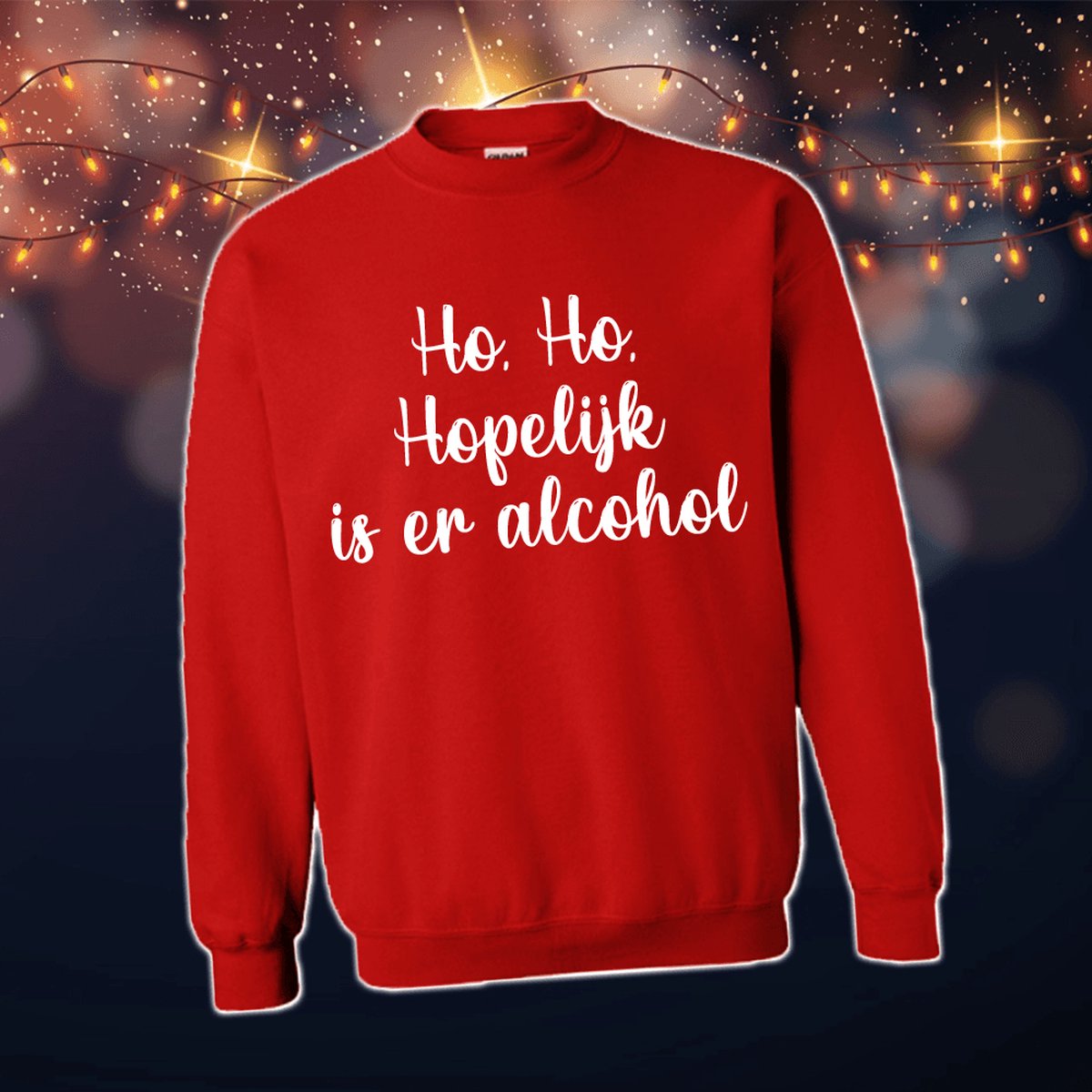 Foute Kersttrui Dames & Heren - Kersttrui met tekst Ho, Ho, Hopelijk is er alcohol | Kersttrui Maat L | Kersttrui Dames - Kersttrui Heren - Grappige Kersttrui met tekst